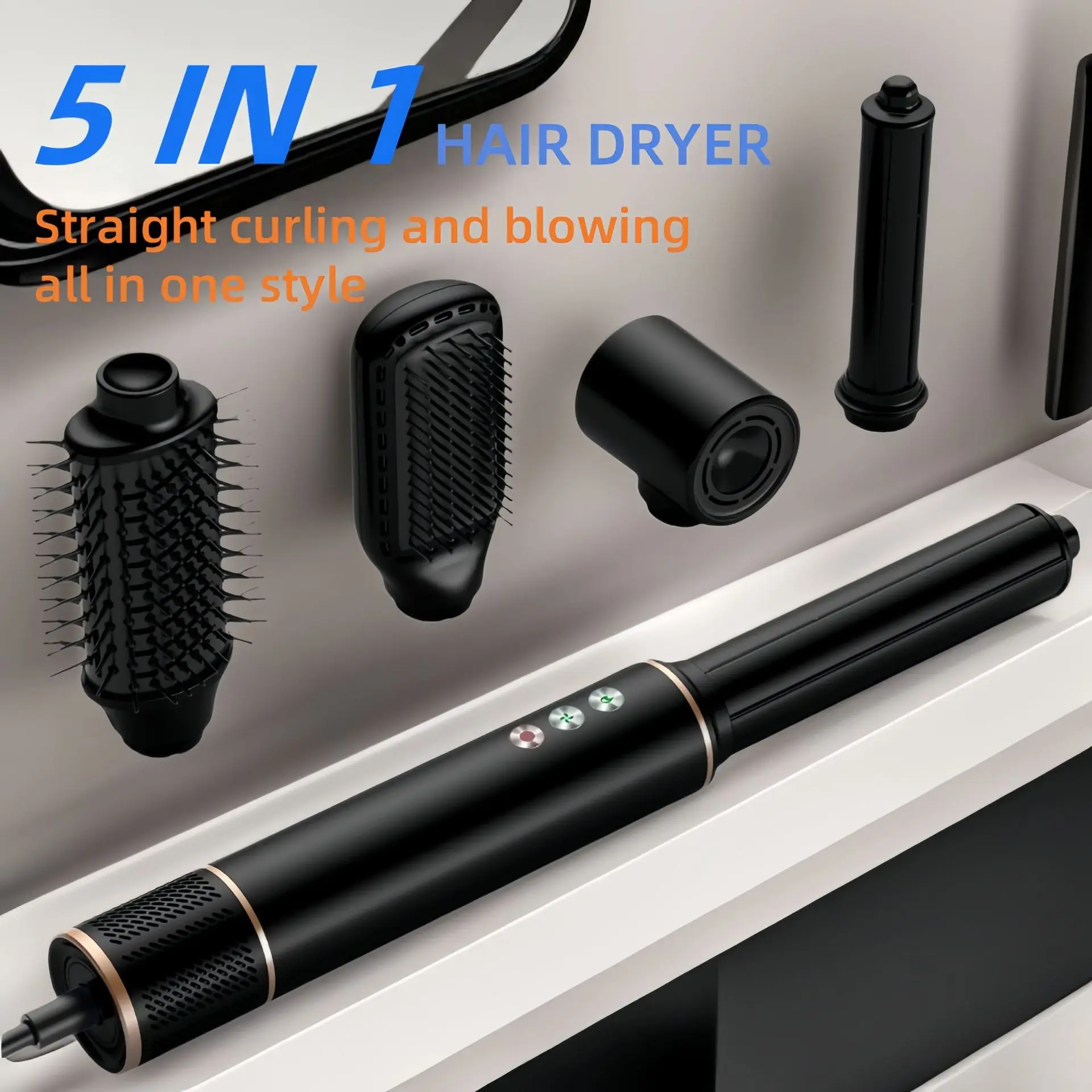 

Five-in-one Hot Air Comb, High-speed Multi-functional Negative Ion Hair Dryer, Automatic Curling Iron