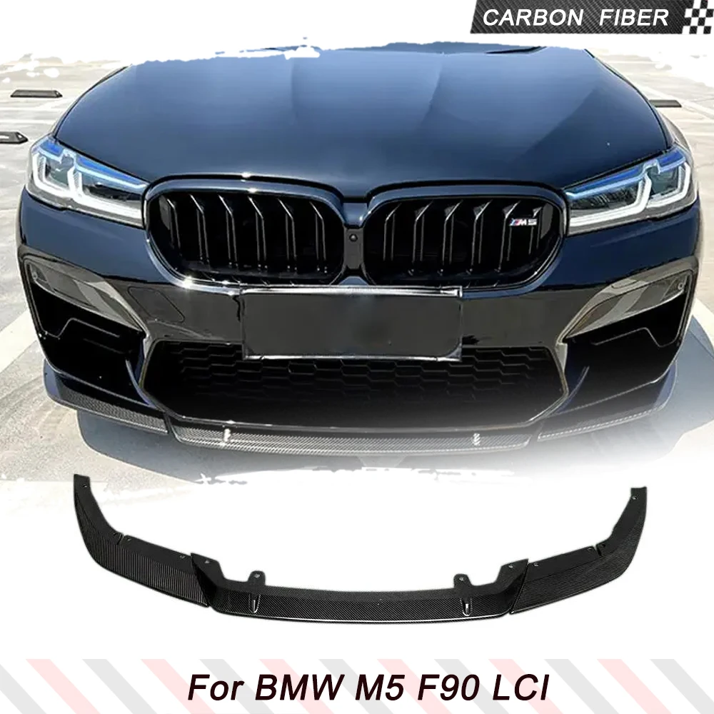 Front Bumper Lip Spoiler Splitters For BMW F90 M5 LCI Competition 2021- 2023 Carbon Fiber Front Spoiler Splitters Bumper Guard