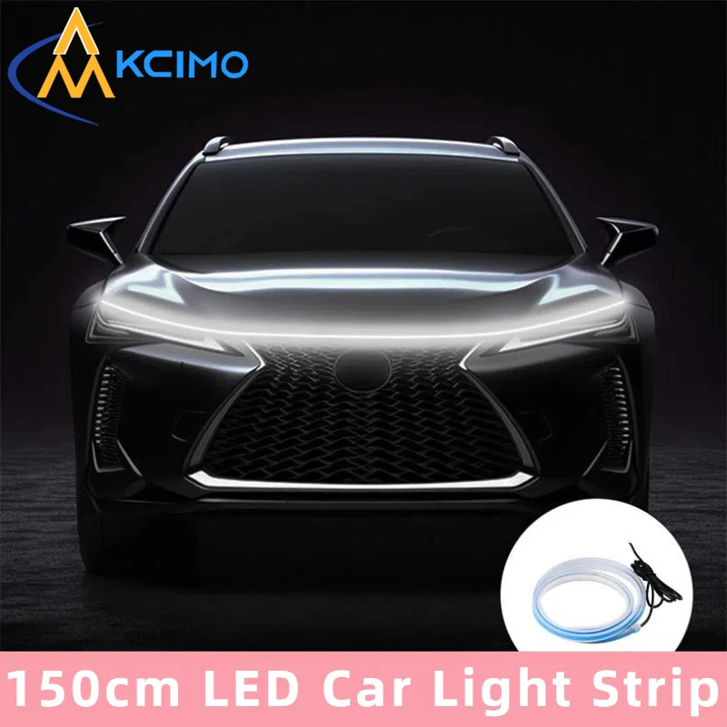 

LED Car Hood Atmosphere Light Strip 6 Million Colors Waterproof Easy Installation for Cars Trucks SUVs No Drill Design