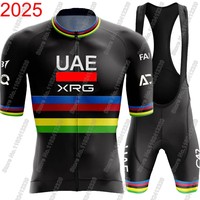 UAE Team 2025 World Champion Cycling Jersey Set Tadej Pogačar Cycling Clothing Men Road Bike Shirt Suit Bicycle Bib Shorts