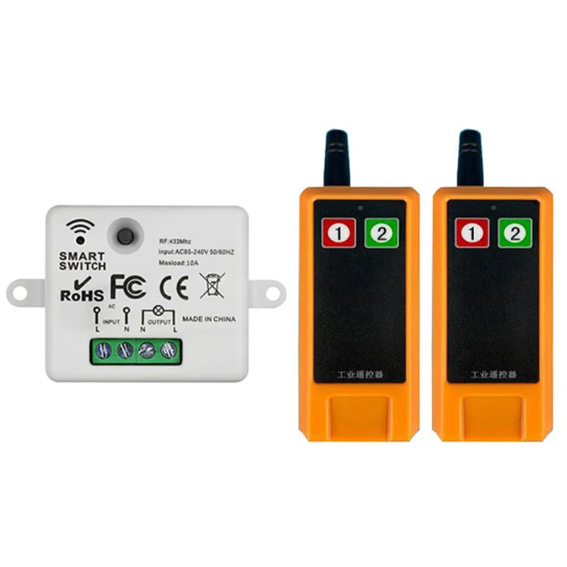 

433MHZ Ndustrial AC110V 220V 1CH RF Wireless Remote Control Switch Radio Receiver With 20-2000M Long Distance Remote controller