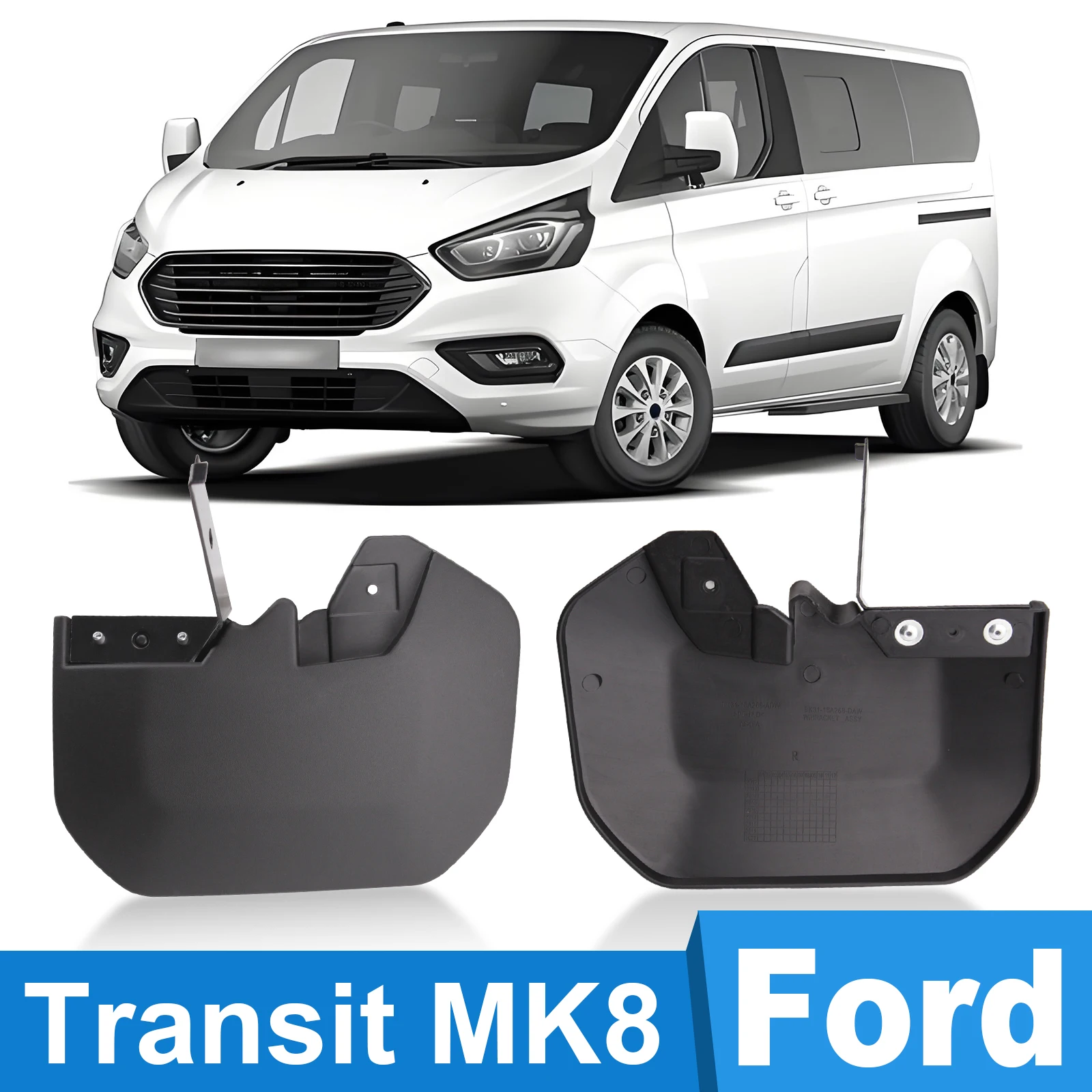 Front Left & Right Mud Flaps For Ford Transit MK8 1820757 1820756 Molded Fender Flares Mudguards with Bracket Car Replace Part