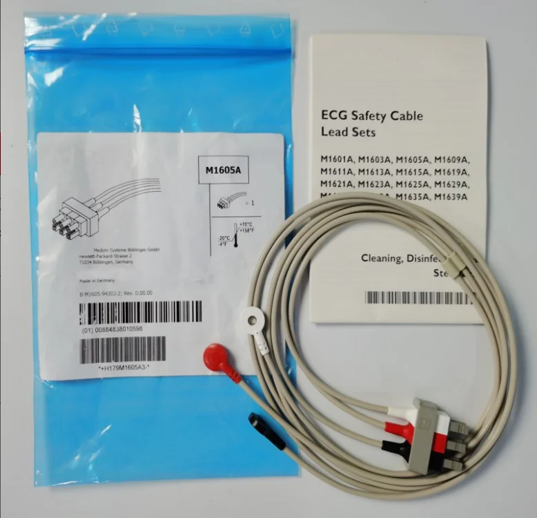 

For PHILIPS Original 3 Lead ECG Safety Trunk Cables Lead Sets Snap AAMI REF: M1605A