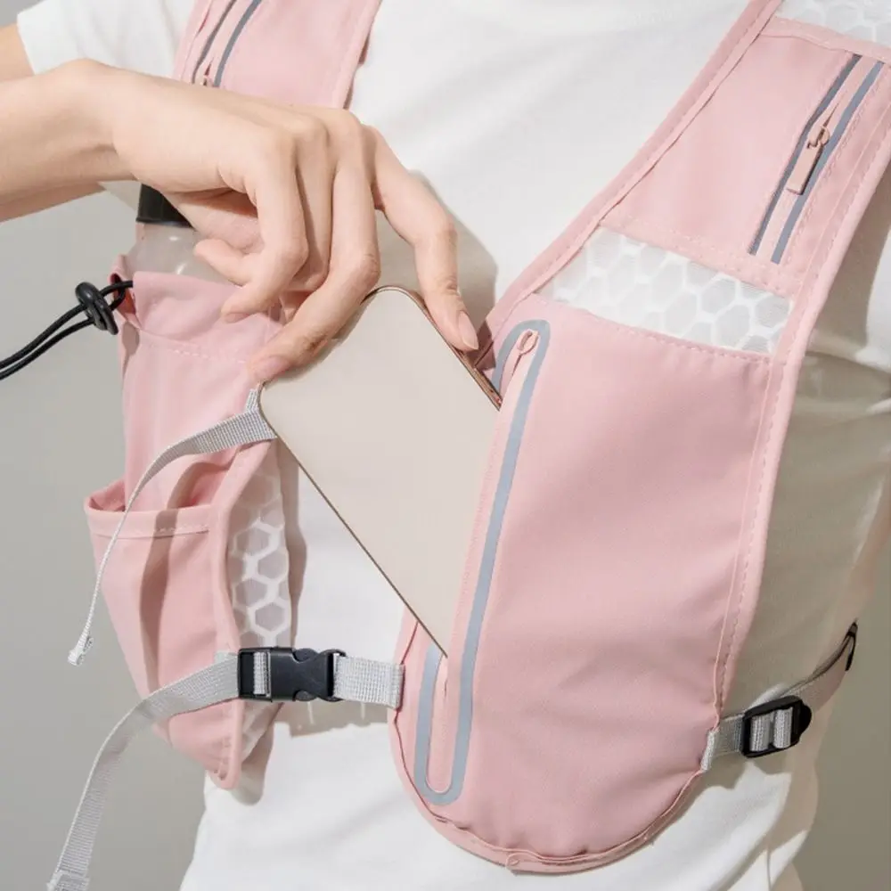 

Reflective Reflective Running Vest Pack 4L Waterproof Running Hydration Vest Nylon 500ML Water Bottle Cycling Vest Backpack