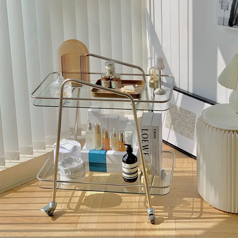 

Simple Family Bedroom Trolley Shelf Living Room Wine Hotel Stainless Steel Trolley