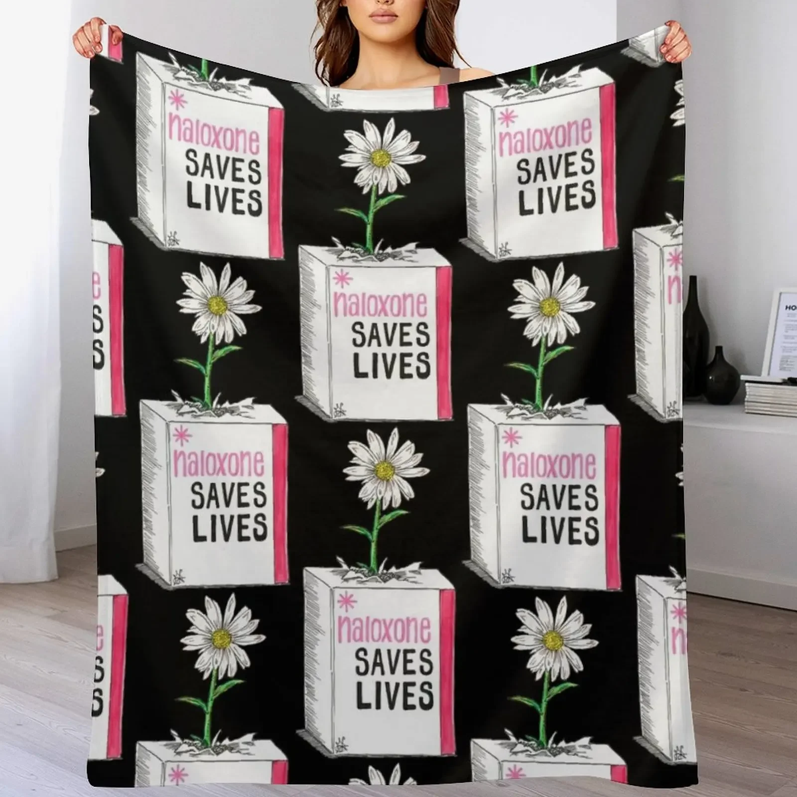 

Narcan/Naloxone Box - Overdose Awareness Throw Blanket Bed covers Kid'S Fashion Sofas Thermals For Travel Blankets