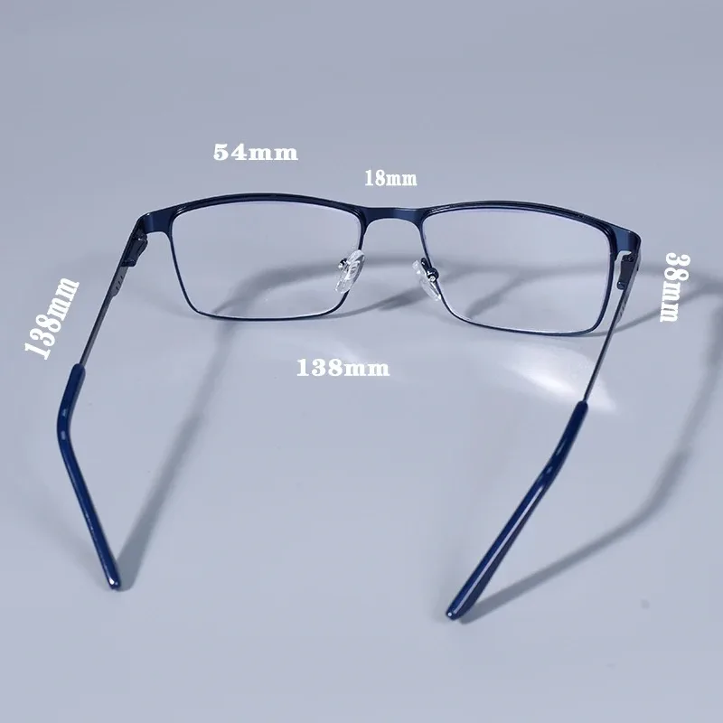 +0,75 1,25 1,5 1,75 2,0 2,25 2,75 Anti-Blaulicht Herrenbrille Quadratischer Metallrahmen Große Lesebrille Presbyopie-Brille Gafas Lectura – Detail 10