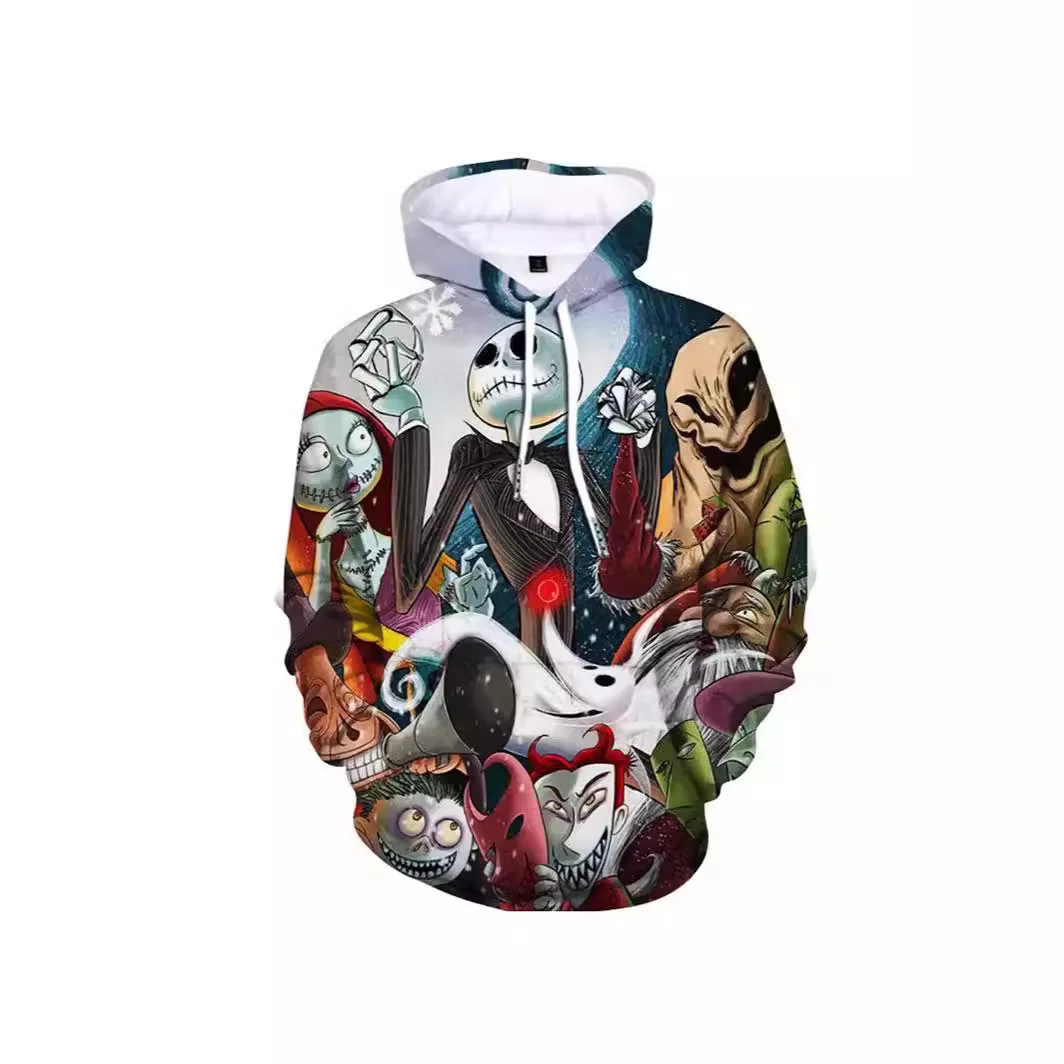 Disney New Christmas Eve Horror Hoodie Cartoon Peripheral Jack Skeleton Digital Print Halloween Creative Pullover in Stock