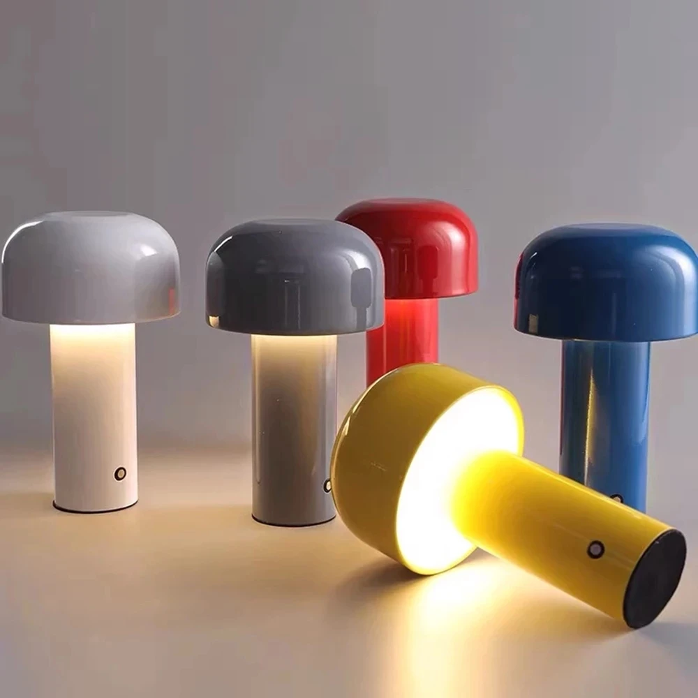 Lampada da tavolo a fungo ricaricabile Bellhop Cordless luci notturne nordiche portatili per la decorazione della camera da letto lampada da scrivania USB Touch Wireless