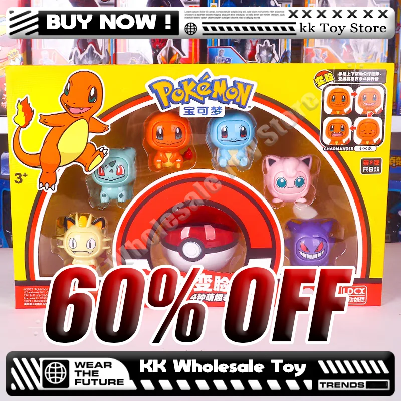 В наличии Pokemon Face Changing Скидка Аниме Фигурка Kawaii 12-й кукла Pokeball Pocket Индивидуальный