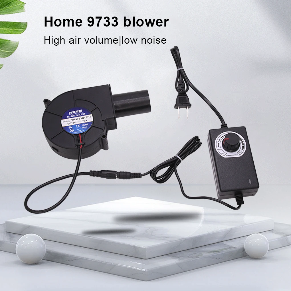 Fan 9733 AC Powered Variable Speed Controller Air Blower Adjustable Double Ball Bearing Exhaust Blowers Wood Cooking Camping