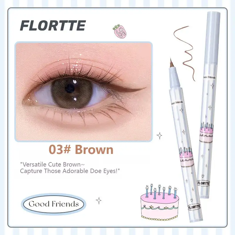 Flortte Goede Vrienden Club Eyeliner Potlood Multi-Use Roterende Multi-Directionele Vloeibare Eyeliner Pen Slanke Anti-Smudge Eyeliner