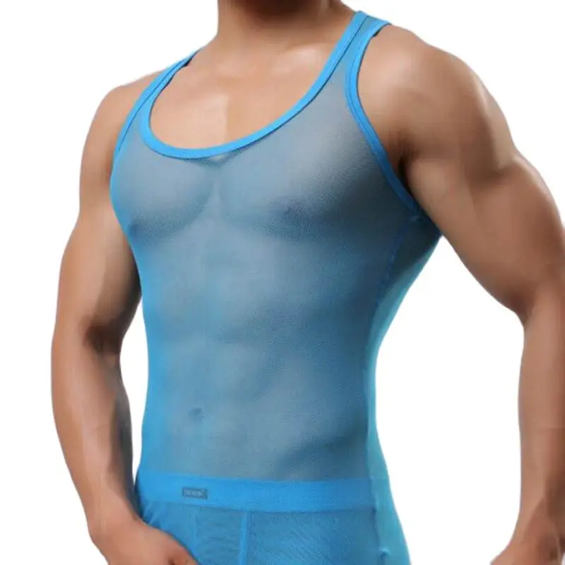 Men T-shirt Wrestling Mesh Sexy Breathable Singlet Men Shirts For Men Undershirts Gay Body Hombre Roupas Masculinas Solid