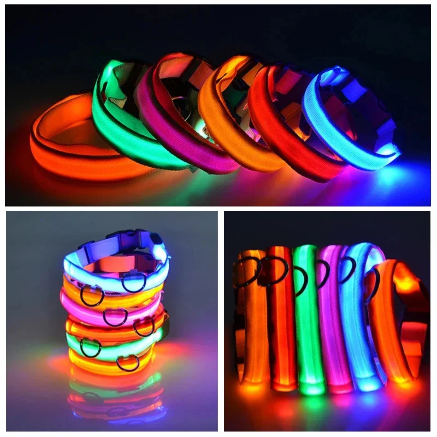 USB Charging LED Dog Collar Dog Safety Night Light Flashing Necklace Fluorescent Collars Pet Supplies Dog leash accessories Dog