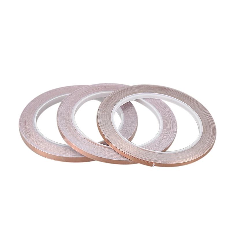 3Pcs 20 Meters Single Side Conductive Copper Foil Tape Strip Adhesive Emi Shielding Heat Resist Tape(4Mm/5Mm/6Mm)