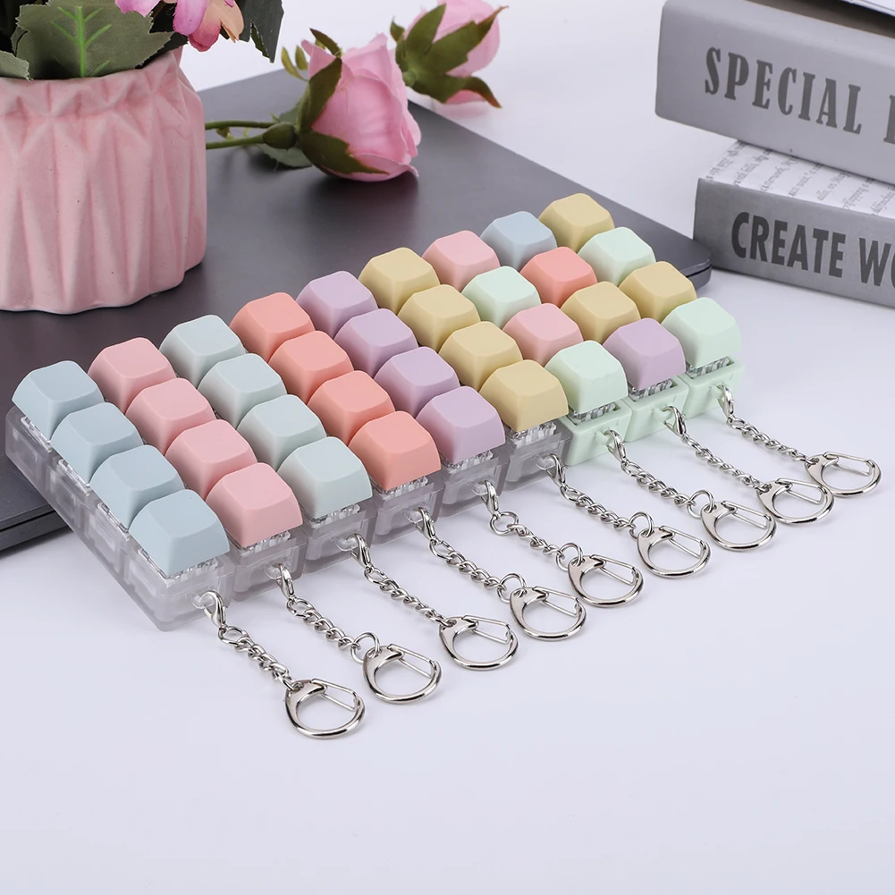 

Кнопка Keycap Fidget Брелок 4-клавишная клавиатура Декомпрессионные игрушки DIY Брелок для ключей Игрушки для взрослых Подарки для облегчения времени