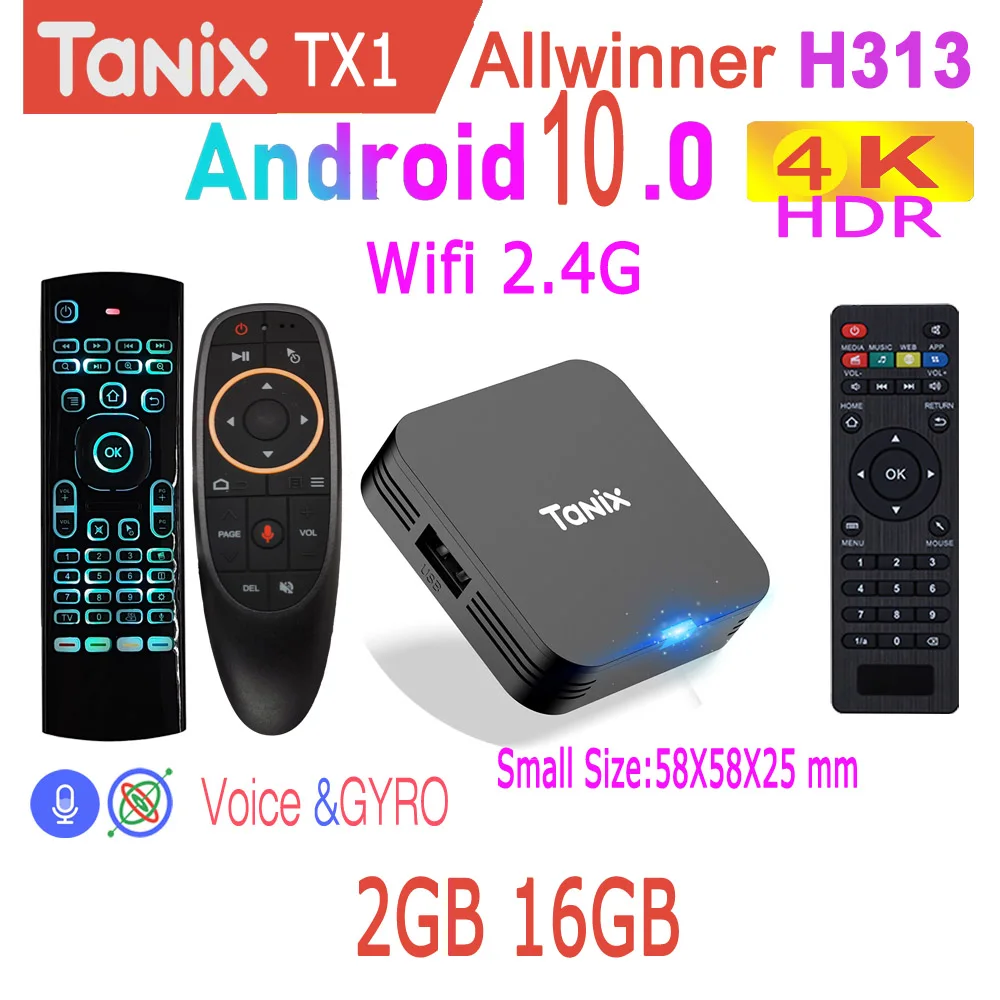 Tanix TX1 Allwinner H313 Android 10.0 TV Stick 4K HDR 2.4G Wifi RAM 1GB 2GB ROM 8GB 16GB Smart Box Mini Game Media Player