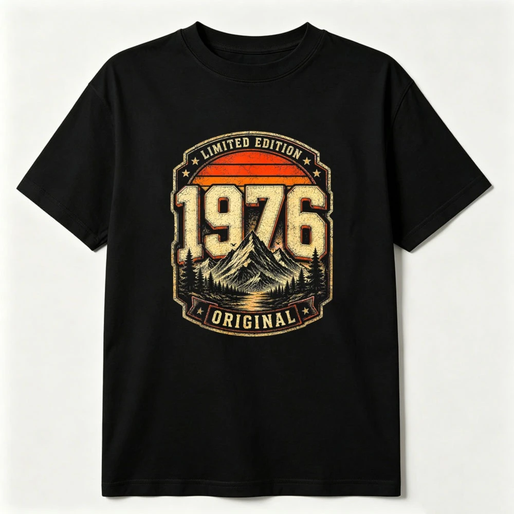 50th Birthday 1976 Funny T-Shirt Cotton Tee Unisex Adult Retro Novelty Gift for Men Women Decor Breathable High Quality Cotton