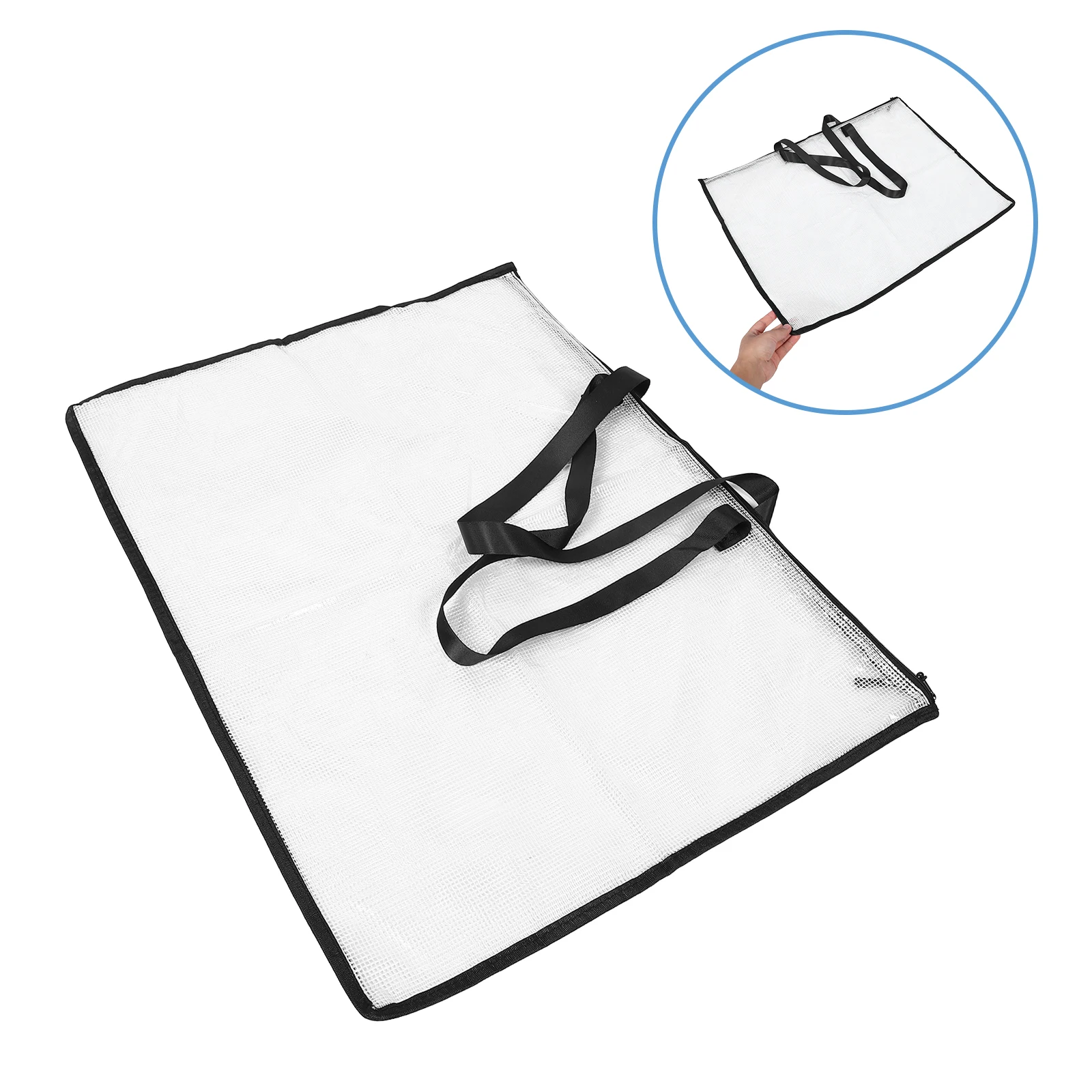 Clear Zipper Art Portfolio Bag with Handle Large Capacity Artwork Storage Organizer Folder for Posters Paintings Bulletin Board