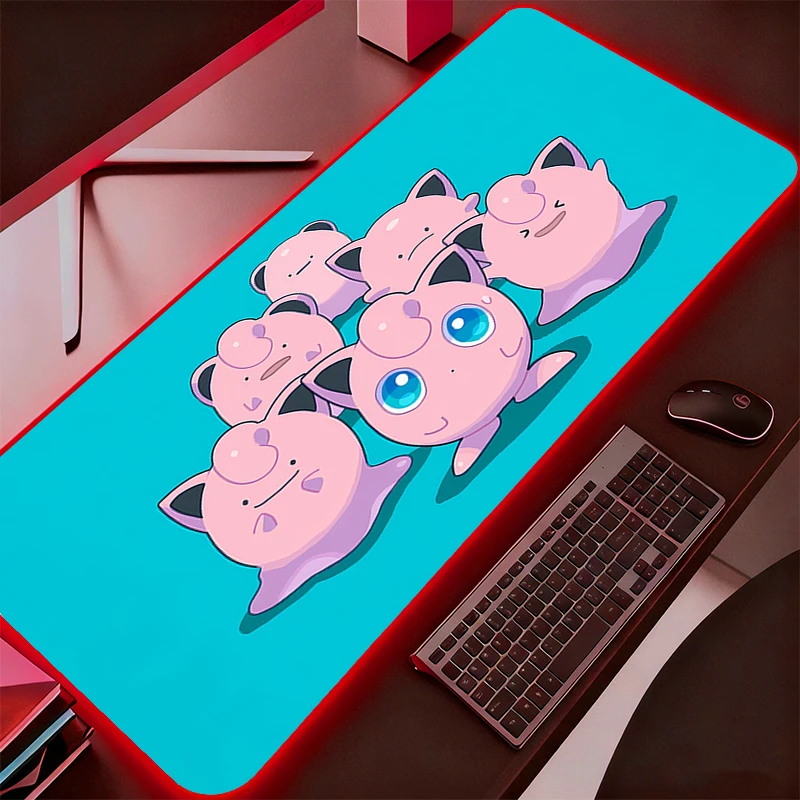 Large Mouse Pad Pokemon Pikachu LED Durable Gamer Desk Mat RGB Modern Table Keyboard Laptop Carpet Backlight Gaming Mousepad