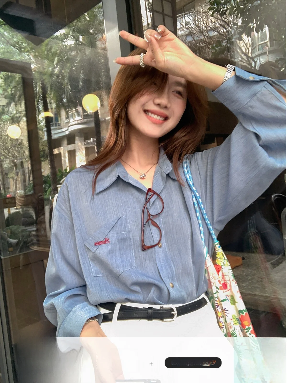 

Sisilyon Smooth Touch Korean Style Embroidered Shirt Women's Spring Summer Transparent Chic Shirt Breathable Polyester Blend