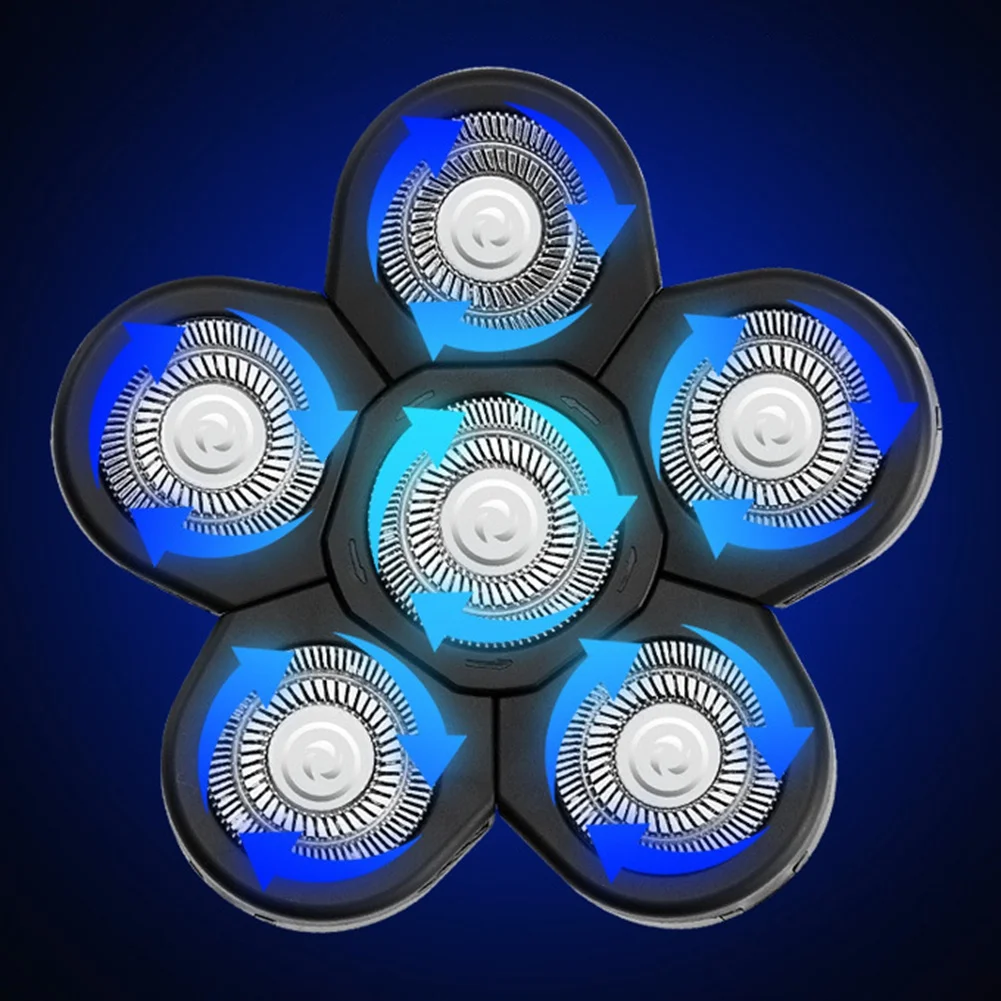 Replacement Shaver Head for Bald Men, 6 Heads Beard Hair Replacement Blade, Easy to Clean Electric Shaver