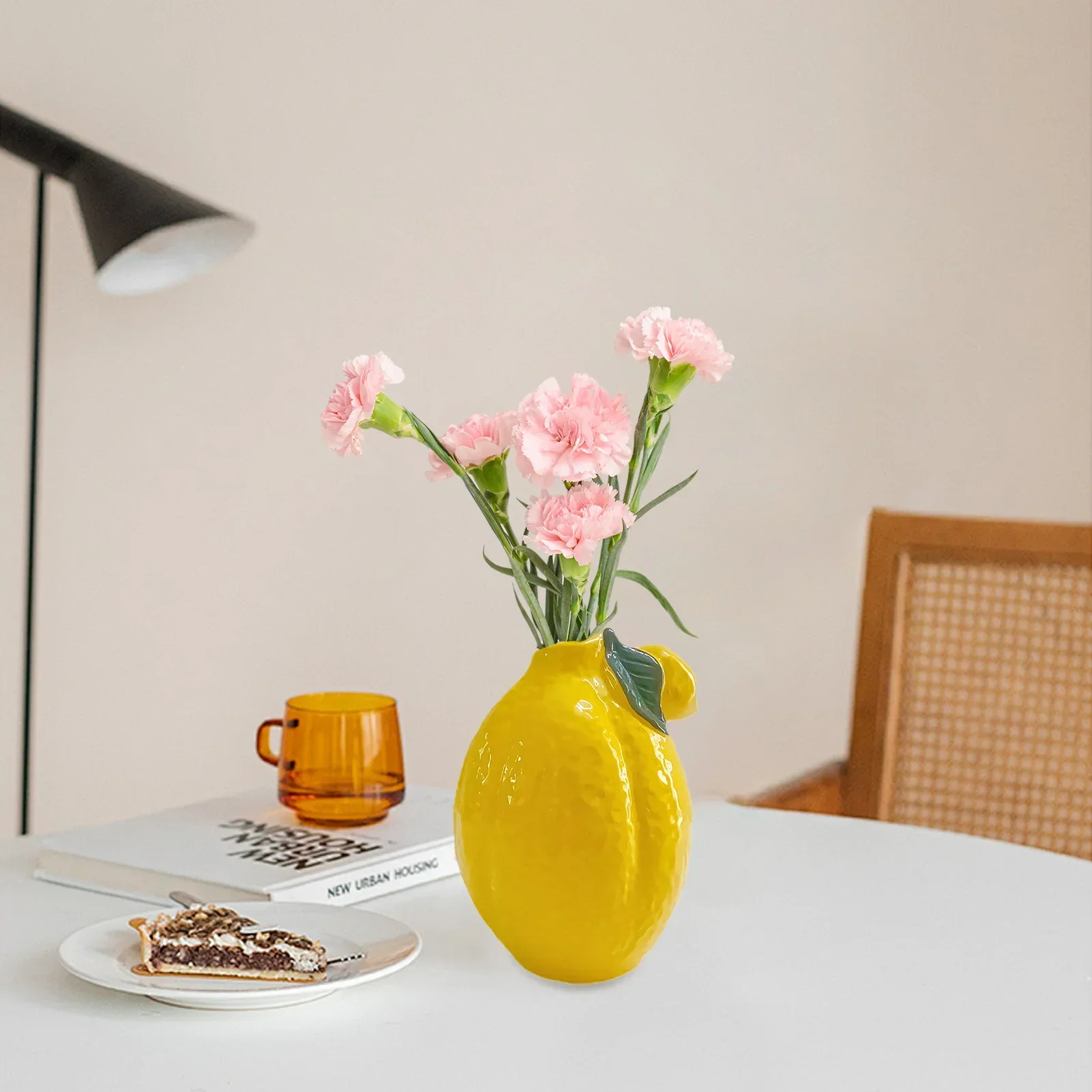 Lemon Ceramic Vase Nordic Ins Feng Shui Cultivation Flower Vase Home Fresh Desktop Decoration Crafts Home DIY Decor
