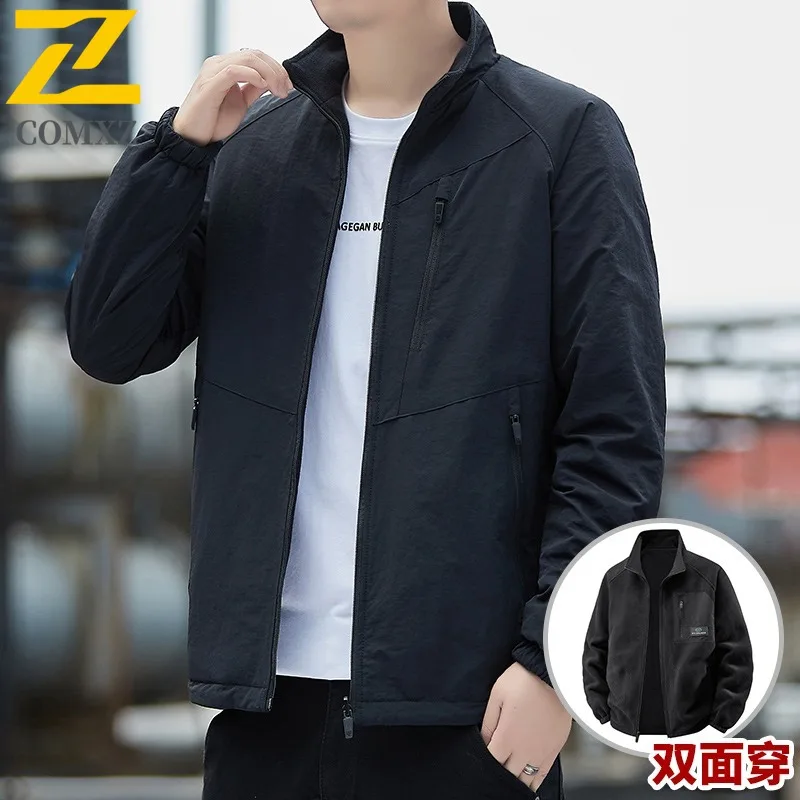 

COMXZ Мужская куртка 2025 для отдыха с воротником-стойкой для работы на открытом воздухе, утолщенная теплая парка, модная легкая зимняя новая верхняя одежда