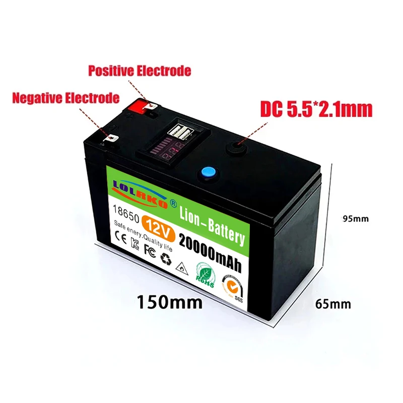 Brand new sprayer 12V 20Ah 3S6P volt built-in high current 20A BMS 18650 lithium battery pack for electric vehicle battery