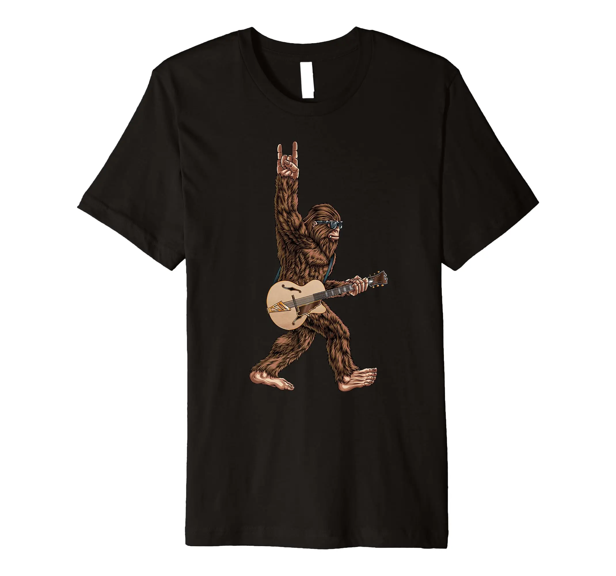 Bigfoot Playing A Sweet Guitar Rock On Sasquatch Big Foot T-Shirt