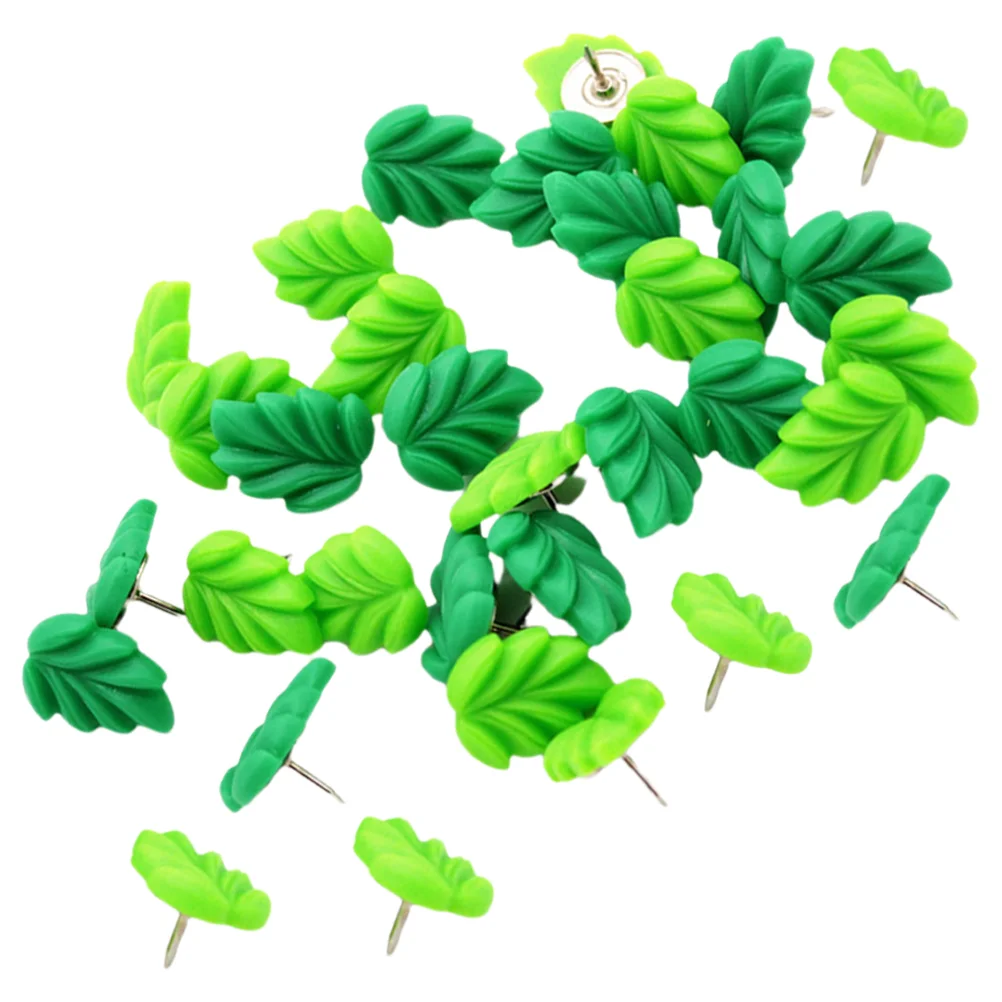 

30 Pcs Leaves Green Thumbtacks Resin Cute Plant Press Pins Photo Wall I-shaped Nails 30pcs Decorative Leaf Pushpins Office