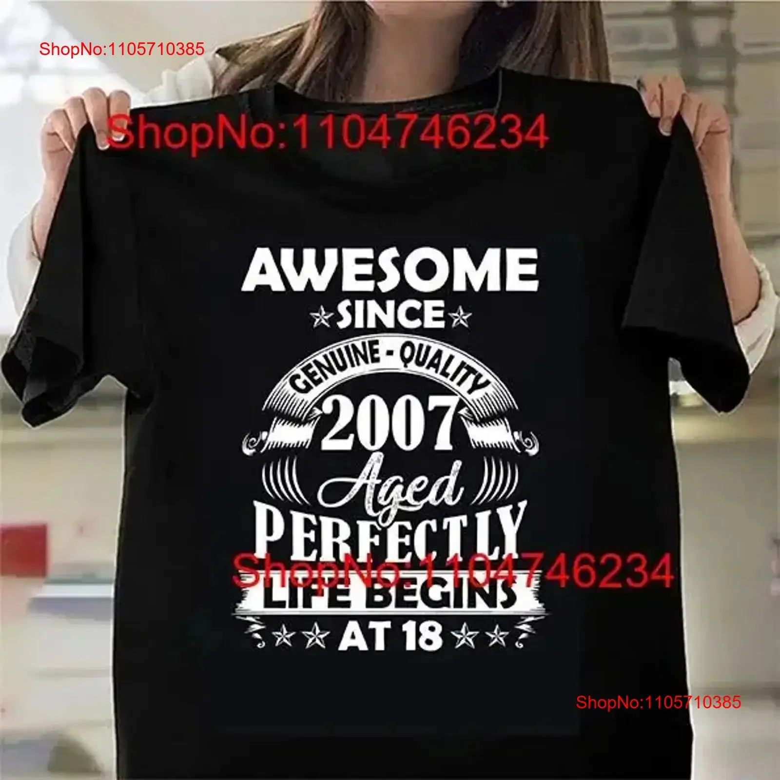 Funny T Shirt Happy 18th Birthday AWESOME SINCE 2007 Vintage Present for Washed Breathable fashion graphic vintage Washed