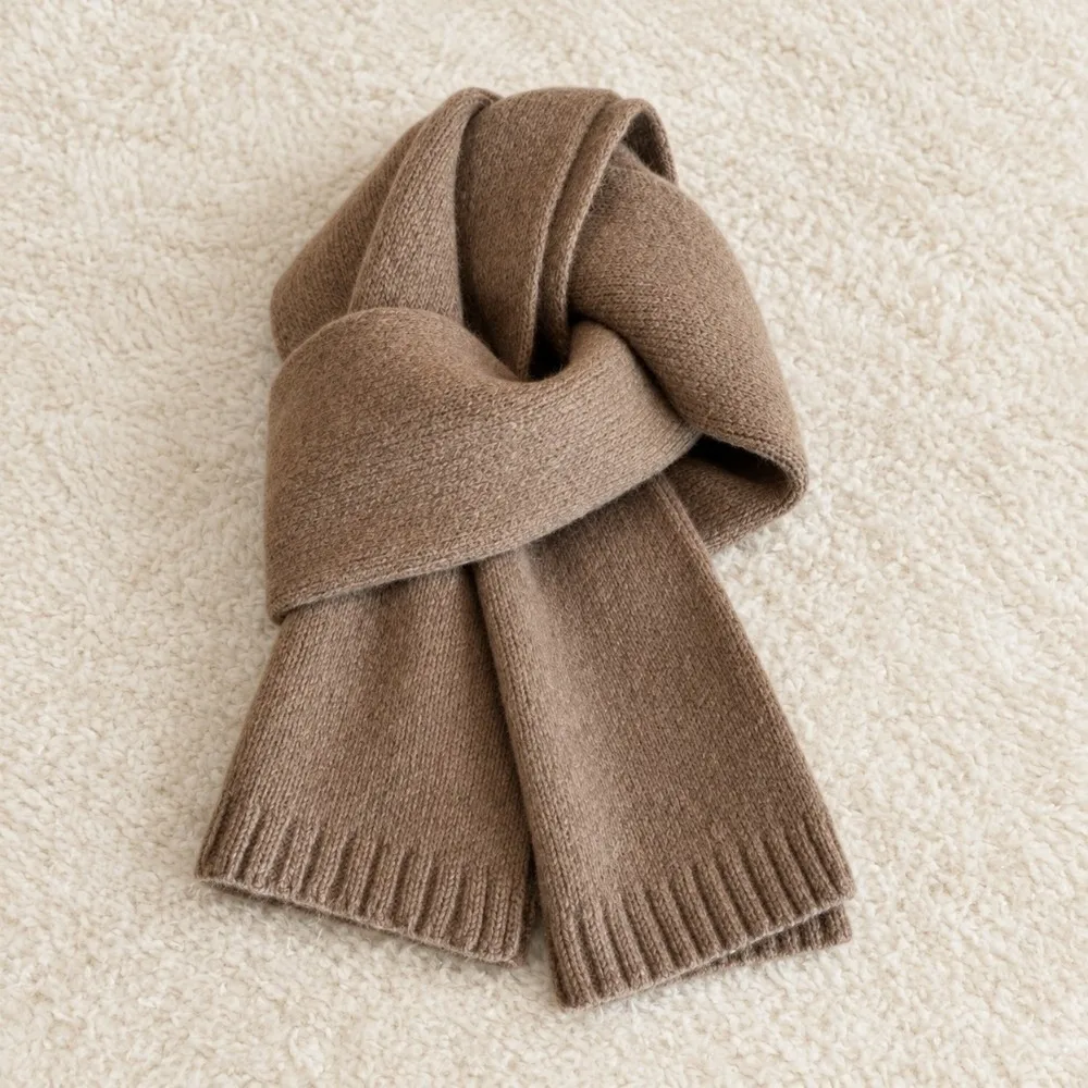 160cm*20cm Wool Knitted Scarf Skin-Friendly Solid Color Neck Warmer Wrap Minimalist Soft Warm Winter Scarf Winter Daily Wear