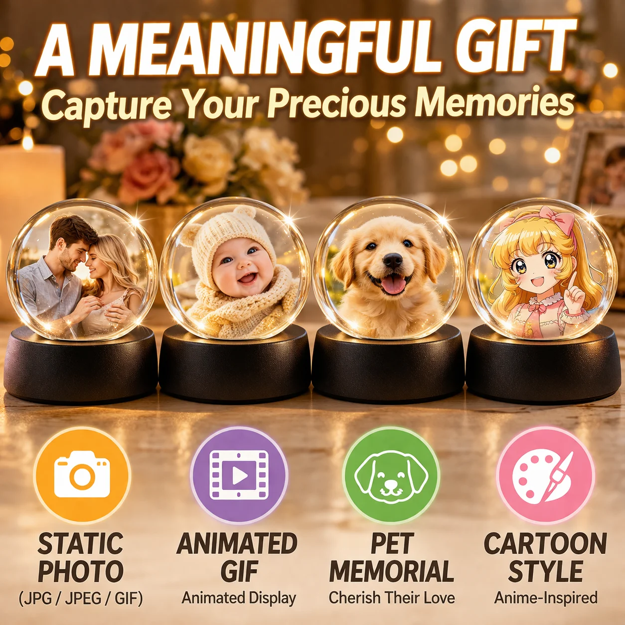 3D Video Ball Creative Electronic Display Ball Sharingan Animation Trendy Play Cool Technology Gift Desktop Ornaments - view 3