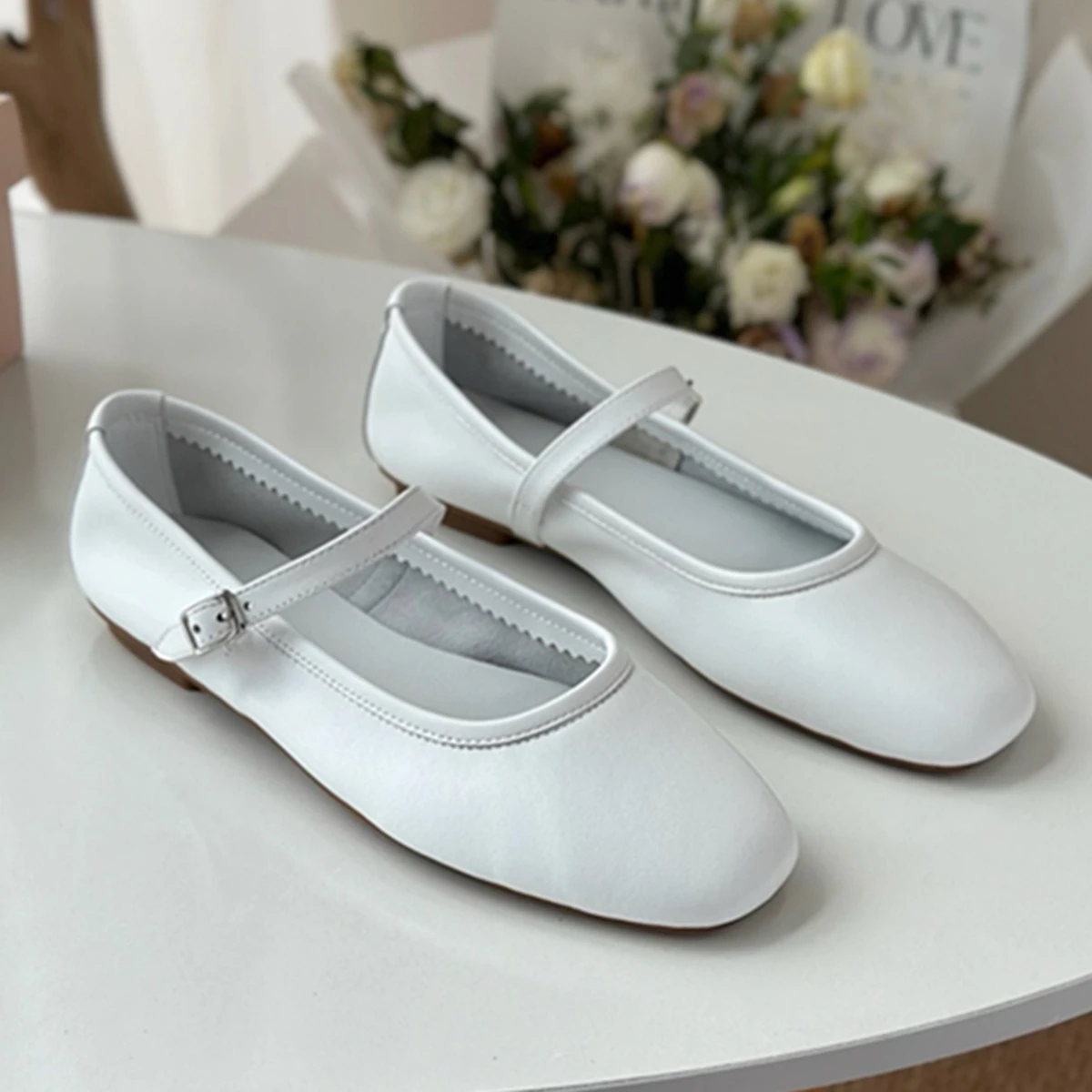 

Maxdutti French Genuine Leather Ultra-soft And Comfortable Ballet Flats Retro Mary Jane Shoes Minimalist Office Ladies Loafers F