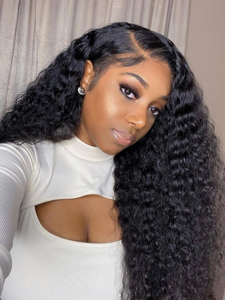 250 Density Curly Wigs 30 40 Inch 13x6 Hd Lace Frontal Wig Human Hair Brazilian Deep Wave Lace Front Human Hair Wigs Pre Plucked