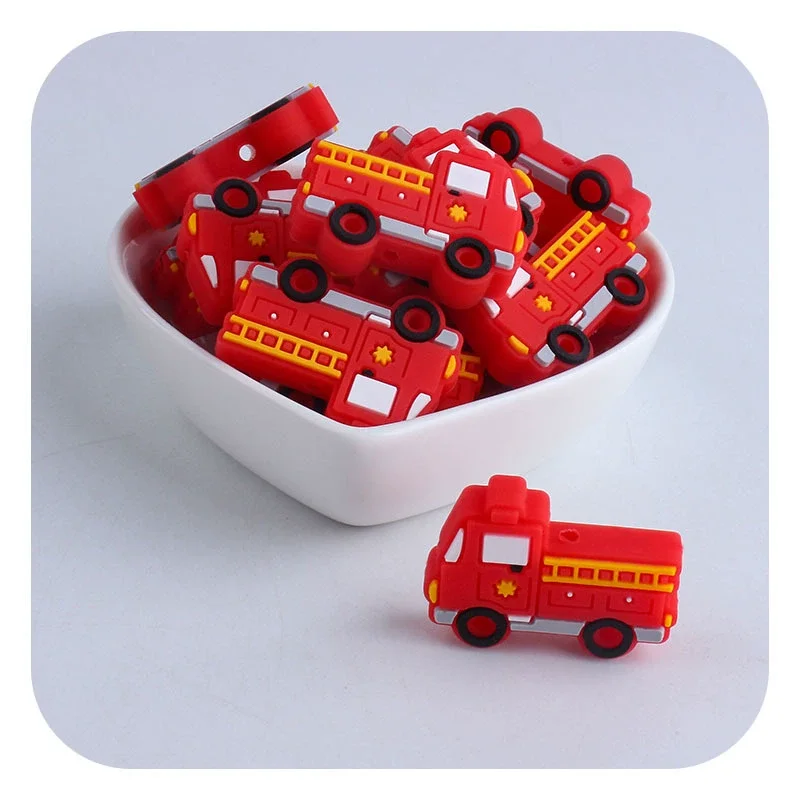 子供のためのシリコーン消防車の形のおもちゃ,赤い色,創造的,DIY,学習,教育,男の子と女の子への贈り物,漫画の製品