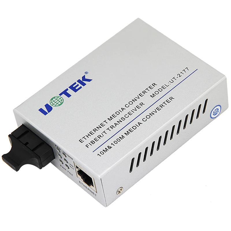 2pcs UOTEK Ethernet Fiber Optic Transceiver 10M 100M Optical-Fiber Media Converter SC Single Multi Mode 20KM 5KM Adapter UT-2177