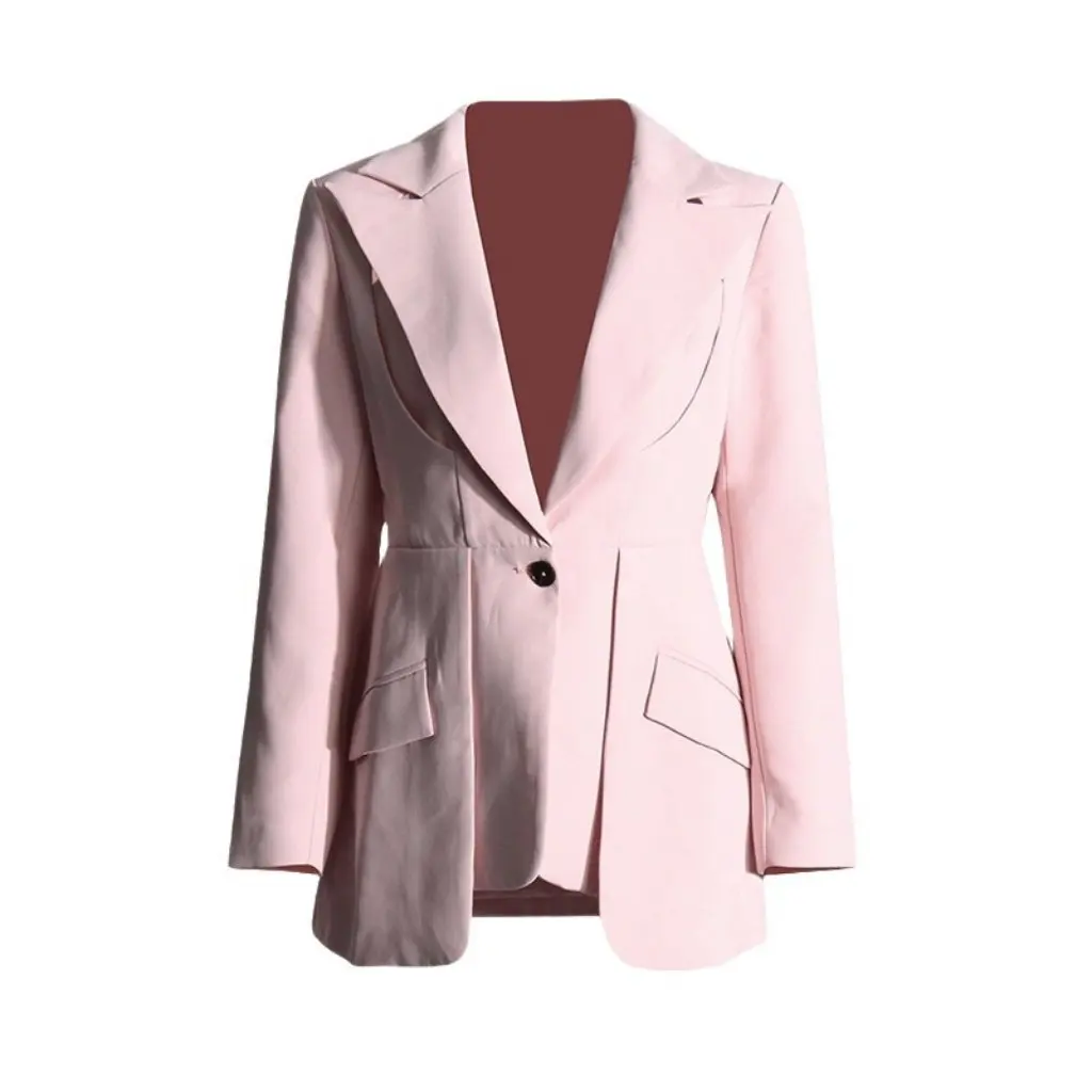 Women's European And American Style Deconstructed Suit Jacket High-End Small Fit Patchwork Cut-Out Waist Autumn New
