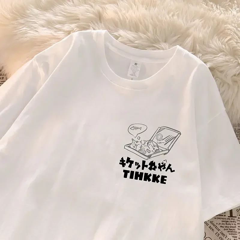 Pure Cotton Niche Top for Men and Women Trendy Brand Short Sleeved Retro Loose Fitting Couple Loose and Versatile Chic