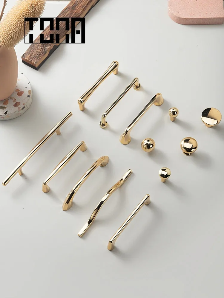 

Tona Modern Gold Cabinet Handle&Knobs Drawer Pulls Cabinet Knob Cupboard Polished Handles Furniture Hardware for Dresser