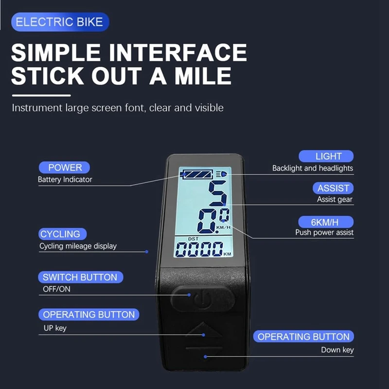 Ebike LCD Display Mini Meter KT-LCD4 Display Waterproof Connector for KT Controller Electric Bicycle Conversion Kit