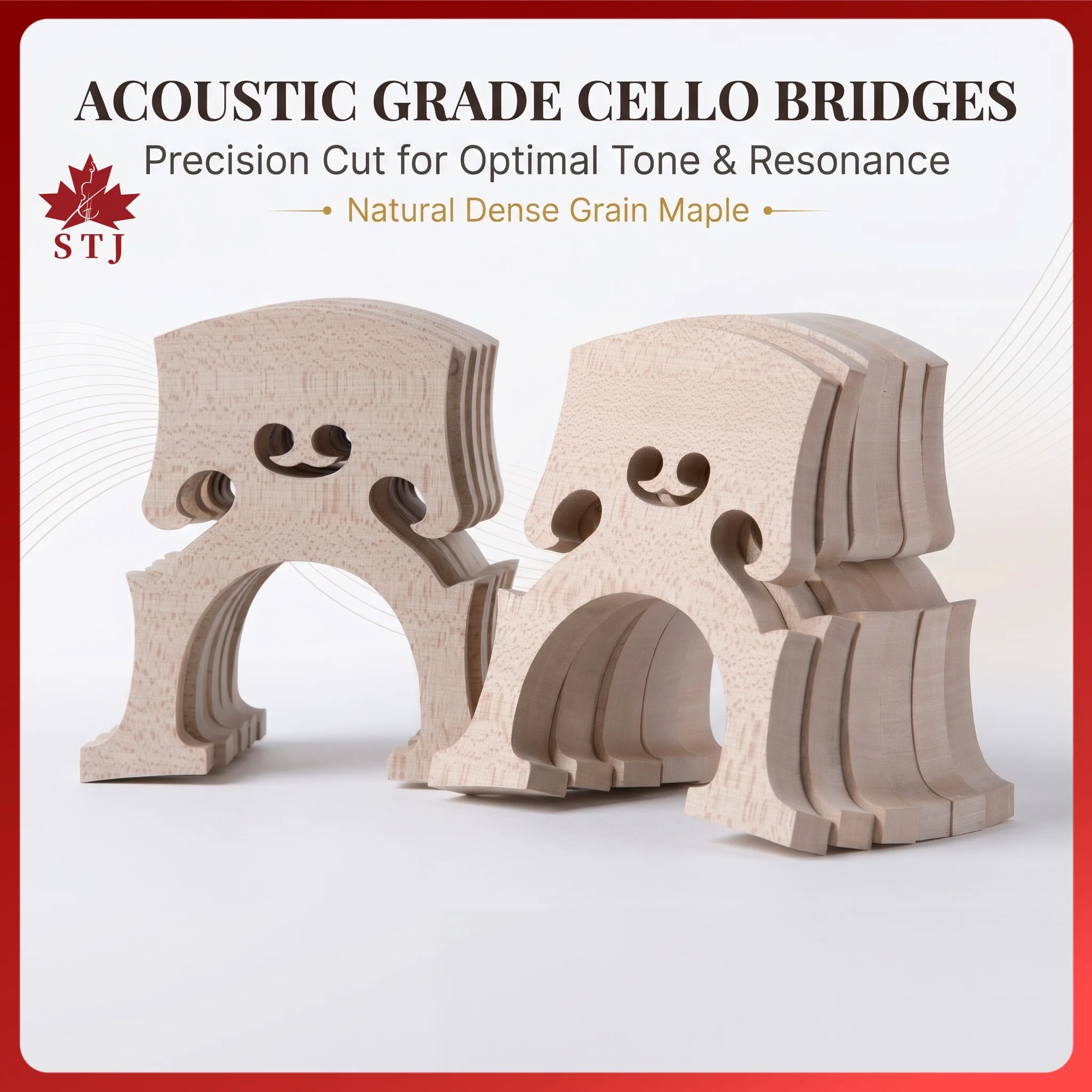 15pcs Maple Wood Belgium Style Cello Bridge French Style Cello Bridges 4/4 3/4 1/2 1/4 Acoustic Cello Bridge Cello Accessories