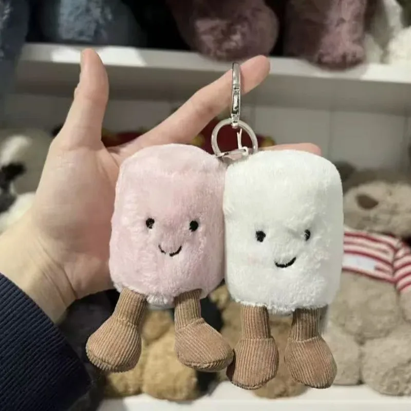 Nuevo divertido malvavisco muñeco de peluche llavero con colgante de dibujos animados lindo muñeco suave pareja colgante decoración bolsa accesorios regalos de navidad