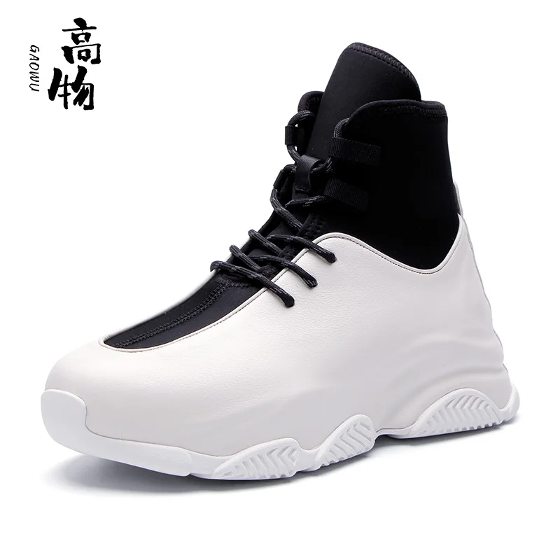 2024 fashion men\'s shoes high top shoes spring new cowhide breathable casual shoes lightweight soft sole comfortable board shoes