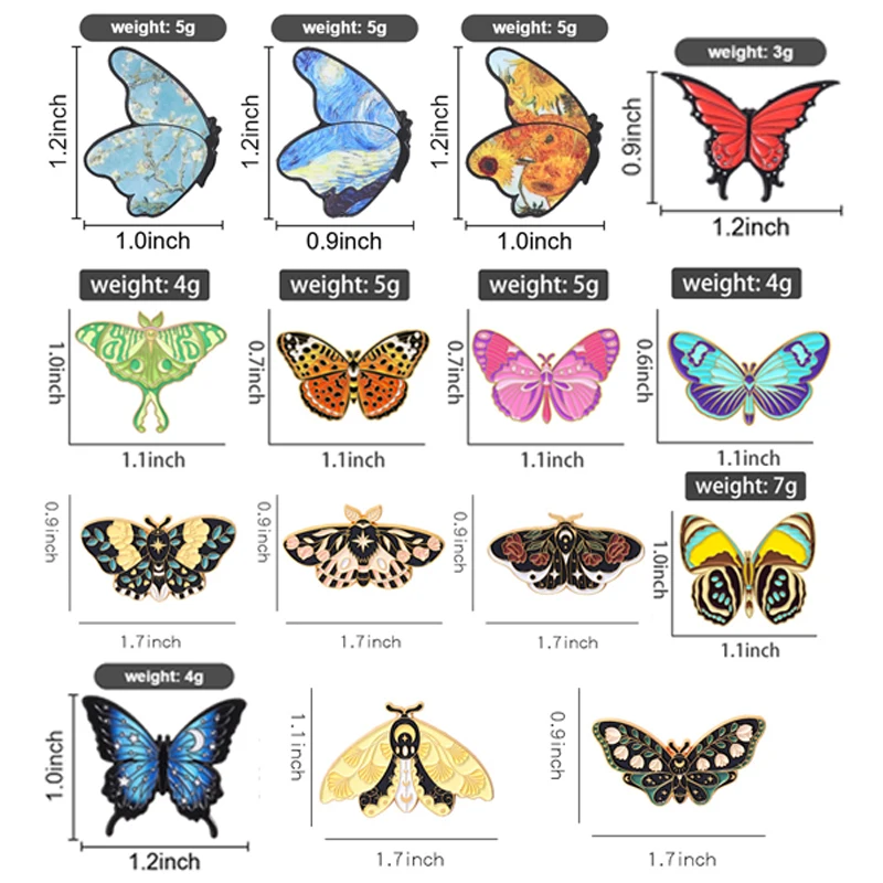 31 style Cartoon Butterfly Collection Enamel Pins Rainbow Butterfly Insect Moon Phases Moth Brooch Bag Lapel Badge Jewelry Gifts