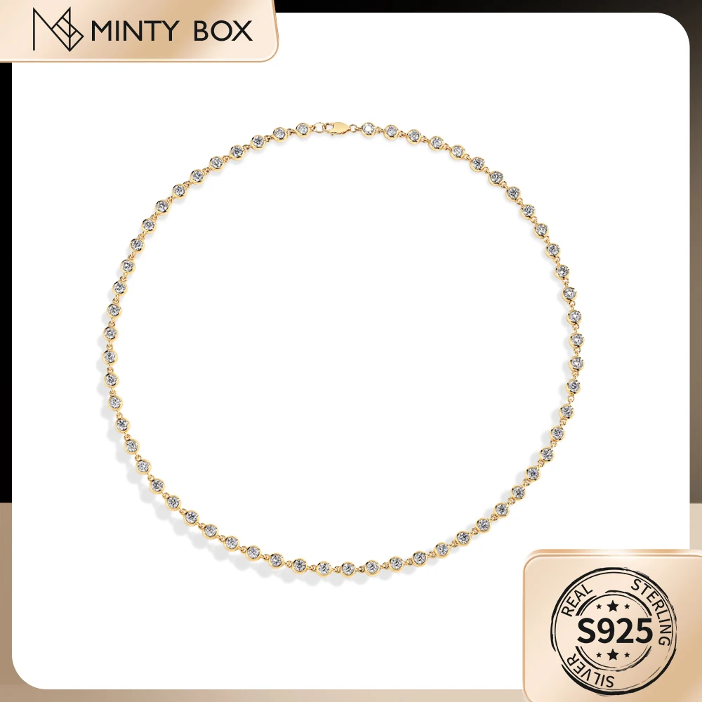 

MINTYBOX S925 Silver Moissanite Necklace 925 Silver for Women Bubbles 3.0mm Sparkling Wedding Chain Jewelry Engagement Gift