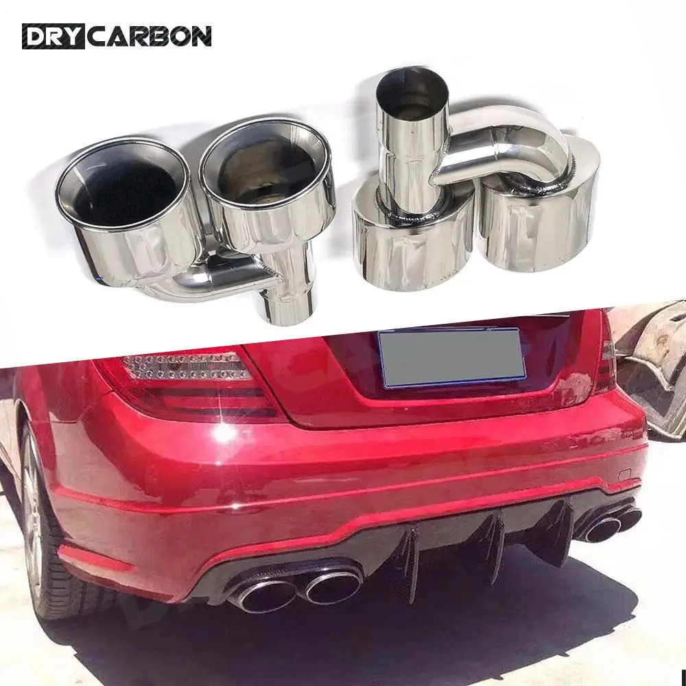 

Stainless Steel Exhaust Muffler Tailpipe Tips For Mercedes Benz W212 E63 AMG W204 C63 Car Accessories OO-OO Muffler Body Kits
