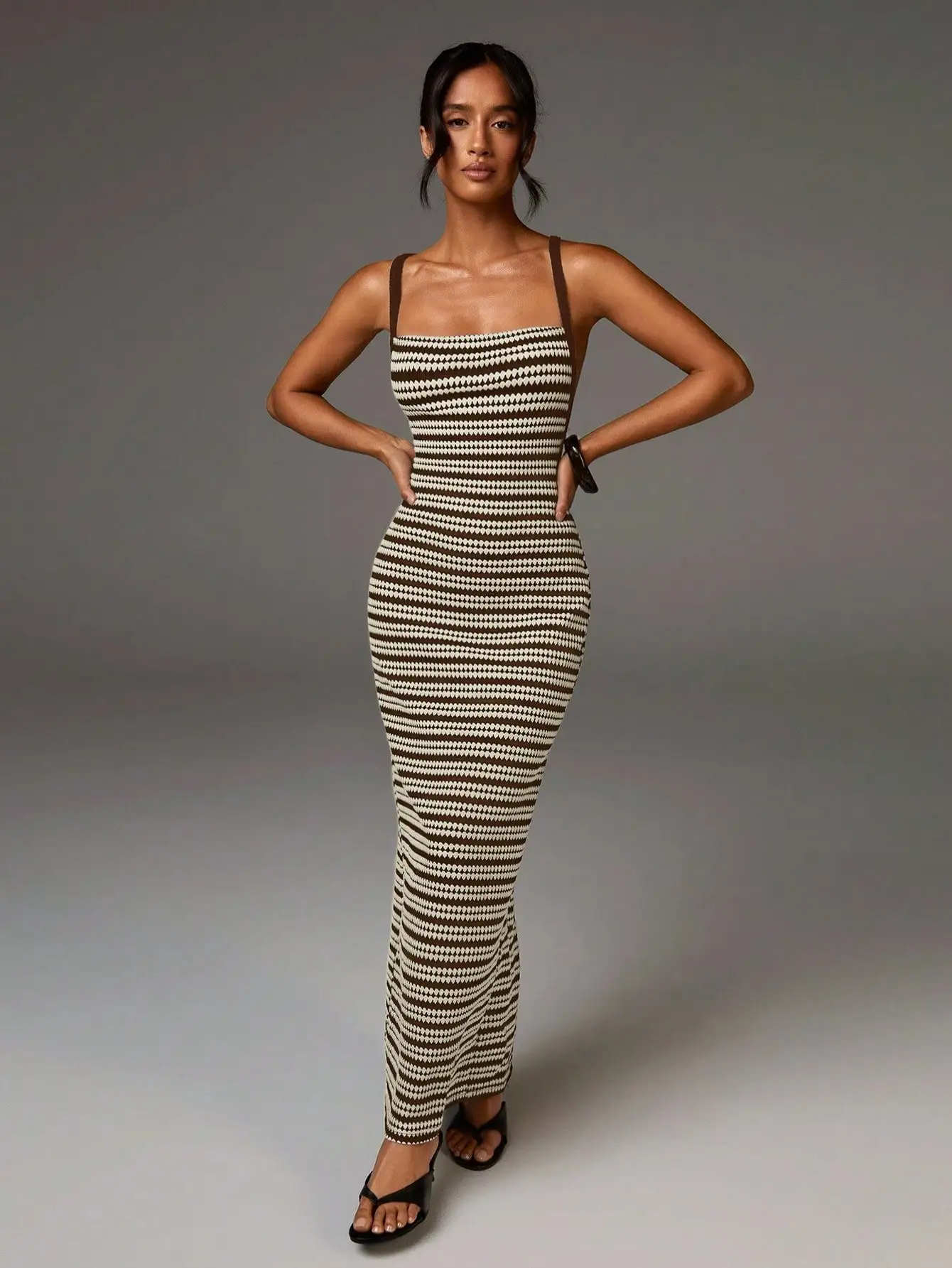 

Женское полосатое макси-платье на тонких бретелях, повседневное, элегантное, для отпуска