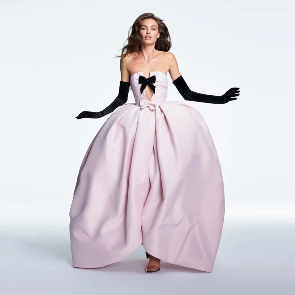 New Arrival Fluffy Ball Women Unique Formal Party Dresses 2025 Bow Front Slit Long Prom Gown vestidos de fiesta Customized